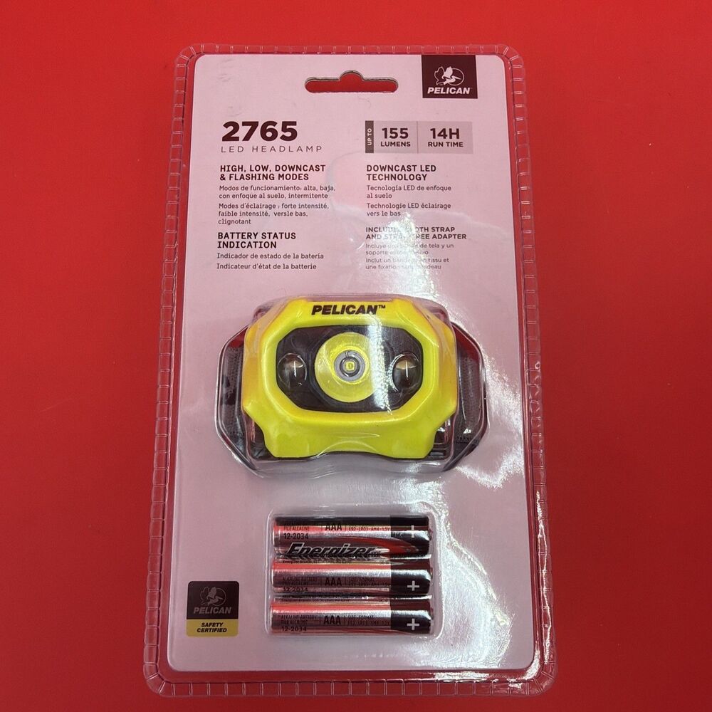 Pelican 2765 LED Head light Gen. 2 Yellow AAA Batteries Strap Lamp
